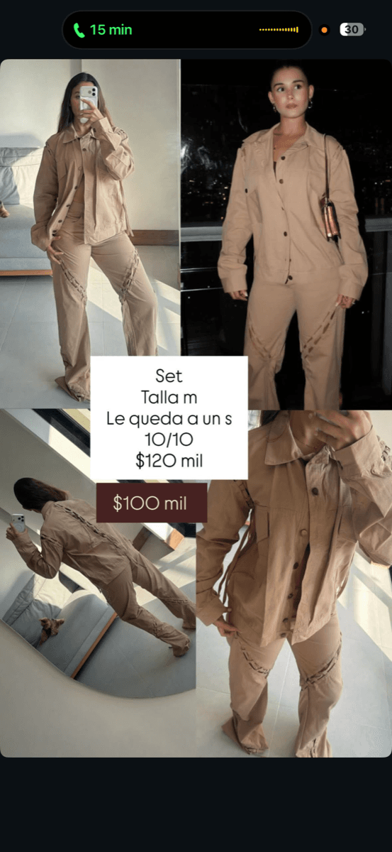 Set camisa + pantalón camel